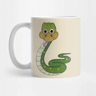 Cute Cartoon Snake, Greens and Oranges Mug